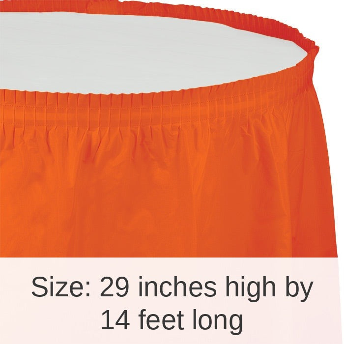 6/Case Bulk Sunkissed Orange Plastic Tableskirt 29 inch x 14 ft