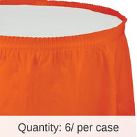 6/Case Bulk Sunkissed Orange Plastic Tableskirt 29 inch x 14 ft