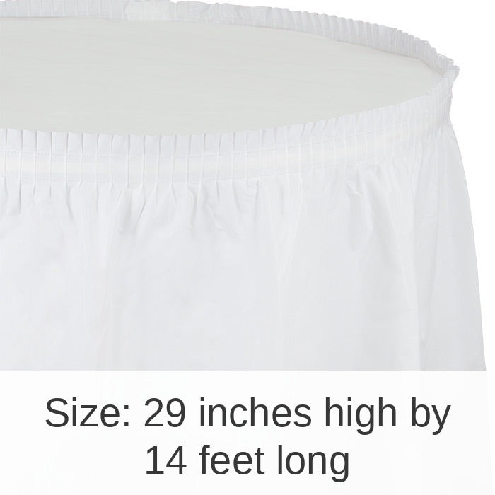 6/Case Bulk White Plastic Tableskirt 29 inch x 14 ft