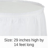 6/Case Bulk White Plastic Tableskirt 29 inch x 14 ft