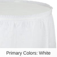 6/Case Bulk White Plastic Tableskirt 29 inch x 14 ft