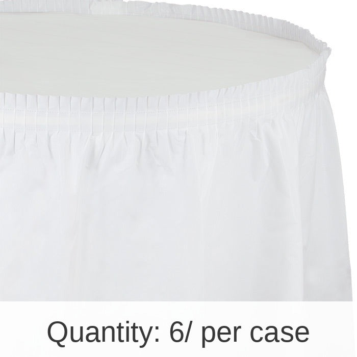6/Case Bulk White Plastic Tableskirt 29 inch x 14 ft