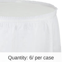6/Case Bulk White Plastic Tableskirt 29 inch x 14 ft