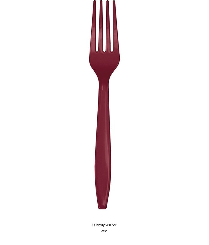 288/Case Bulk Burgundy Plastic Forks