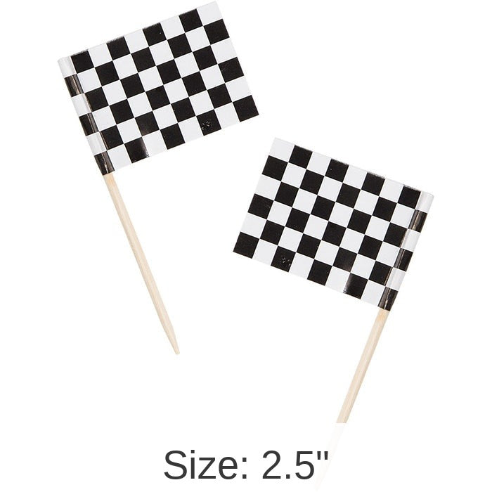 600/Case Bulk Black & White Check Flag Picks