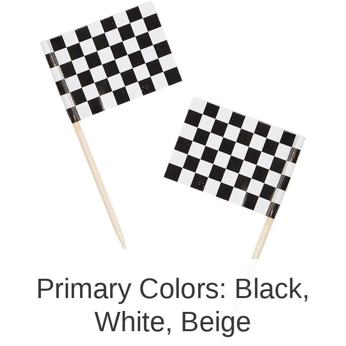 600/Case Bulk Black & White Check Flag Picks