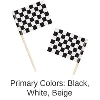600/Case Bulk Black & White Check Flag Picks
