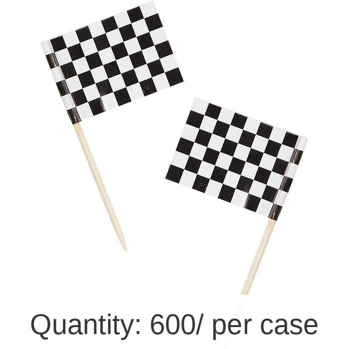 600/Case Bulk Black & White Check Flag Picks
