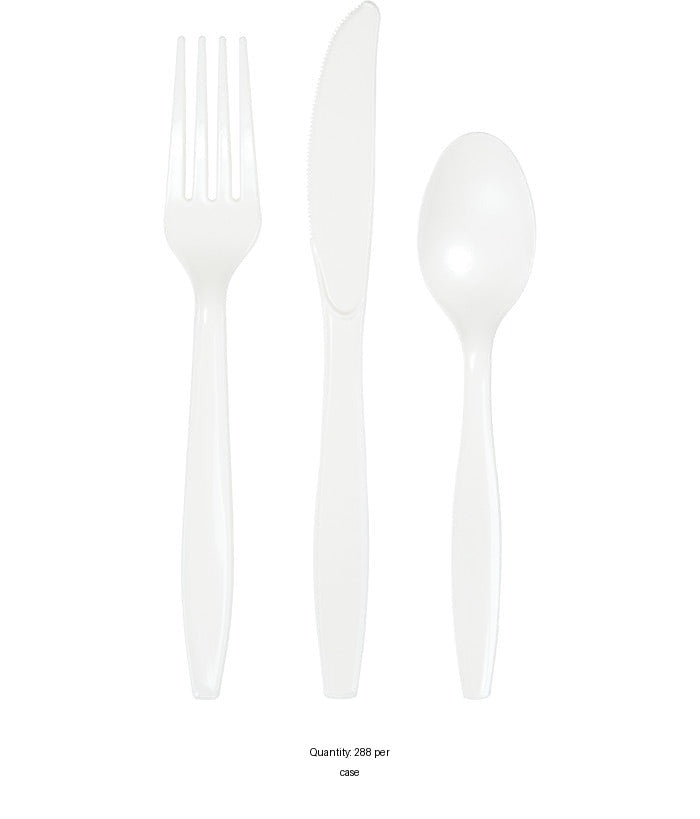 288/Case Bulk White Assorted Plastic Cutlery