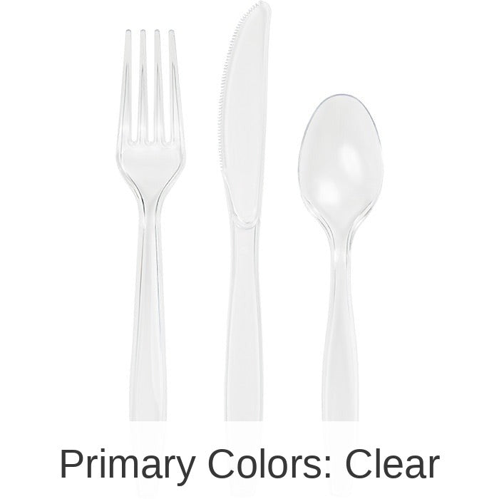 288/Case Bulk Clear Assorted Plastic Cutlery