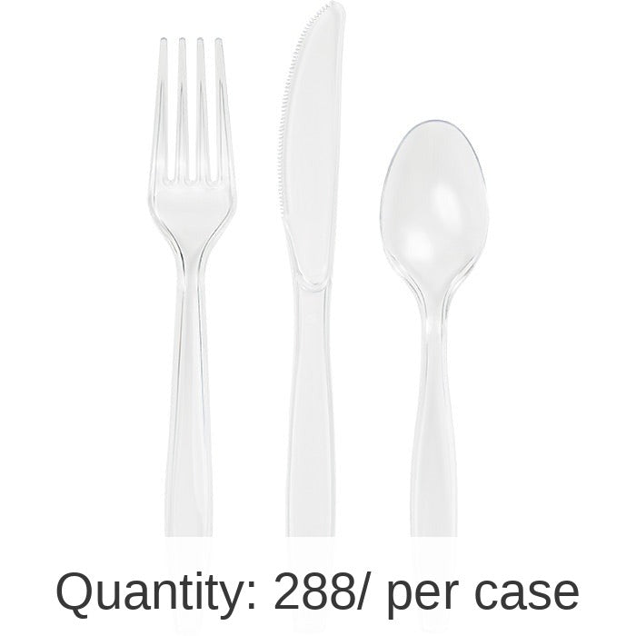 288/Case Bulk Clear Assorted Plastic Cutlery