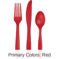 288/Case Bulk Classic Red Assorted Plastic Cutlery