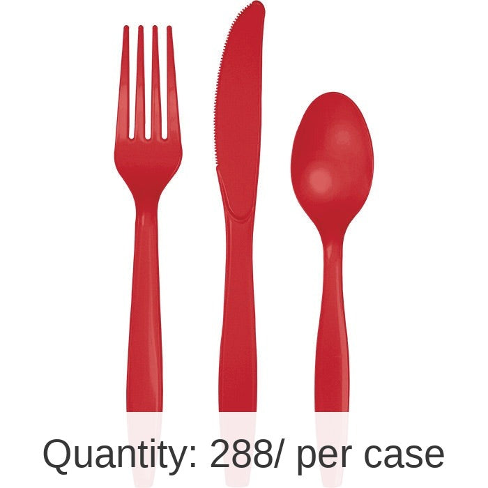 288/Case Bulk Classic Red Assorted Plastic Cutlery