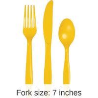 288/Case Bulk School Bus Yellow Assorted Plastic Cutlery