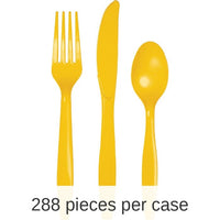 288/Case Bulk School Bus Yellow Assorted Plastic Cutlery