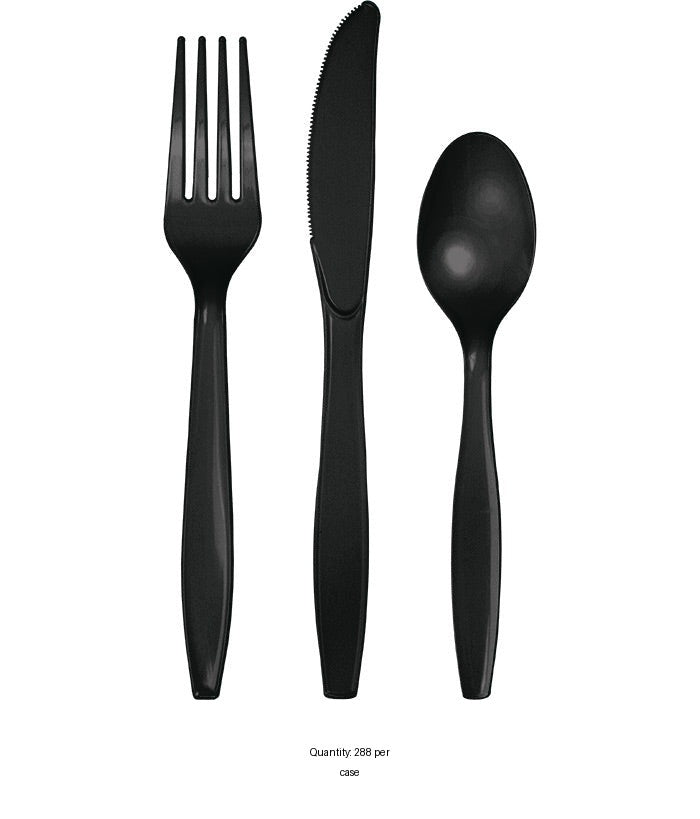 288/Case Bulk Black Velvet Assorted Plastic Cutlery