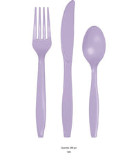 288/Case Bulk Luscious Lavender Assorted Plastic Cutlery