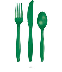 288/Case Bulk Emerald Green Assorted Plastic Cutlery