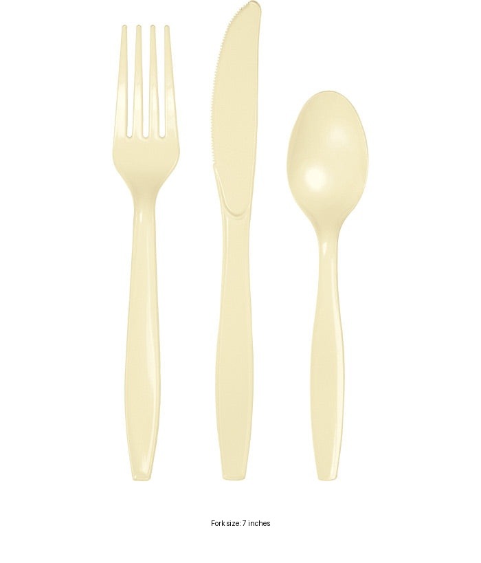 288/Case Bulk Ivory Assorted Plastic Cutlery