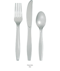 288/Case Bulk Shimmering Silver Assorted Plastic Cutlery