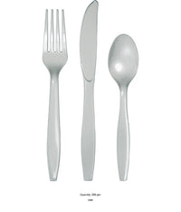 288/Case Bulk Shimmering Silver Assorted Plastic Cutlery