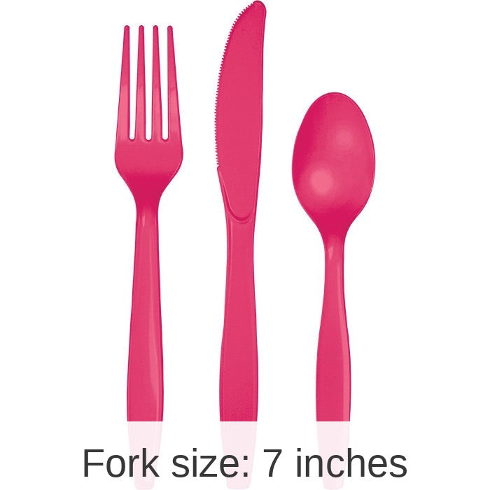 288/Case Bulk Hot Magenta Assorted Plastic Cutlery