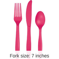 288/Case Bulk Hot Magenta Assorted Plastic Cutlery