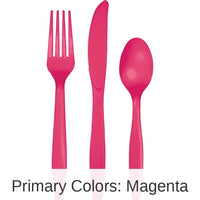 288/Case Bulk Hot Magenta Assorted Plastic Cutlery