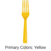 288/Case Bulk School Bus Yellow Plastic Forks