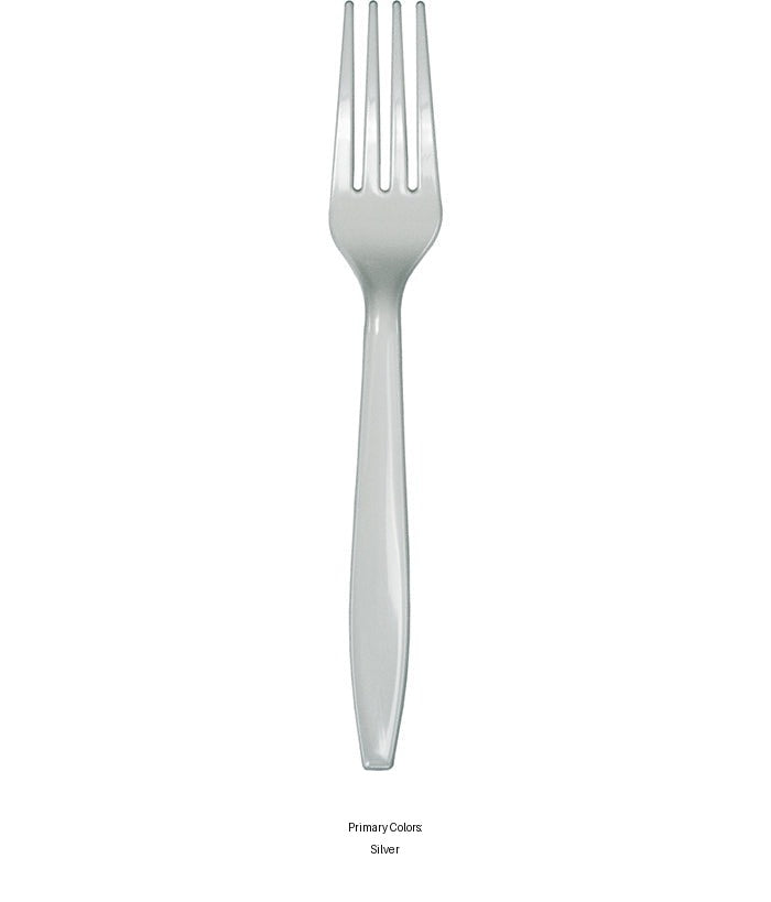 288/Case Bulk Shimmering Silver Plastic Forks