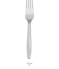 288/Case Bulk Shimmering Silver Plastic Forks