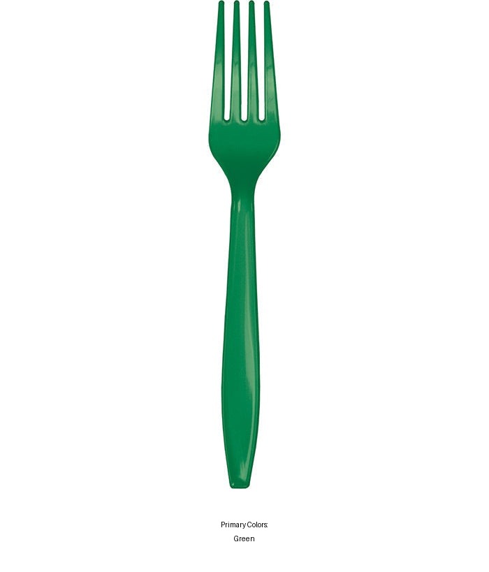 288/Case Bulk Emerald Green Plastic Forks