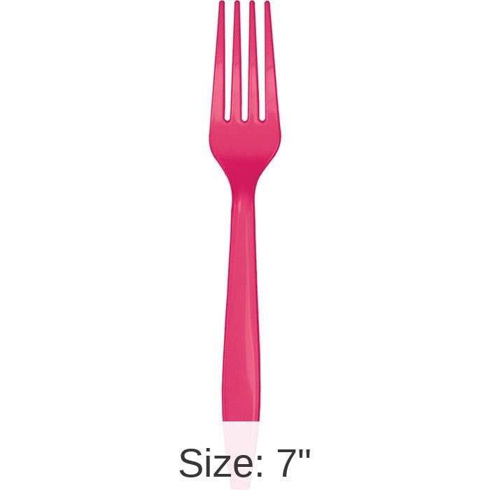 288/Case Bulk Hot Magenta Plastic Forks