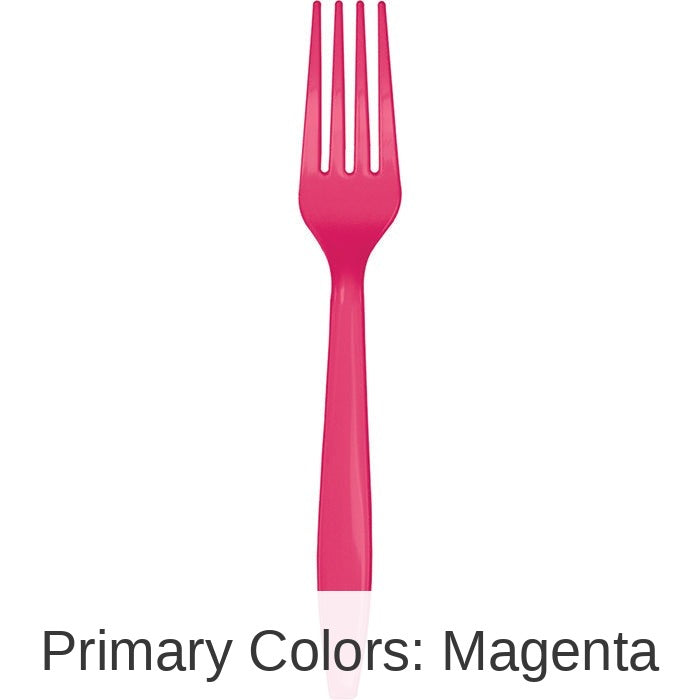 288/Case Bulk Hot Magenta Plastic Forks