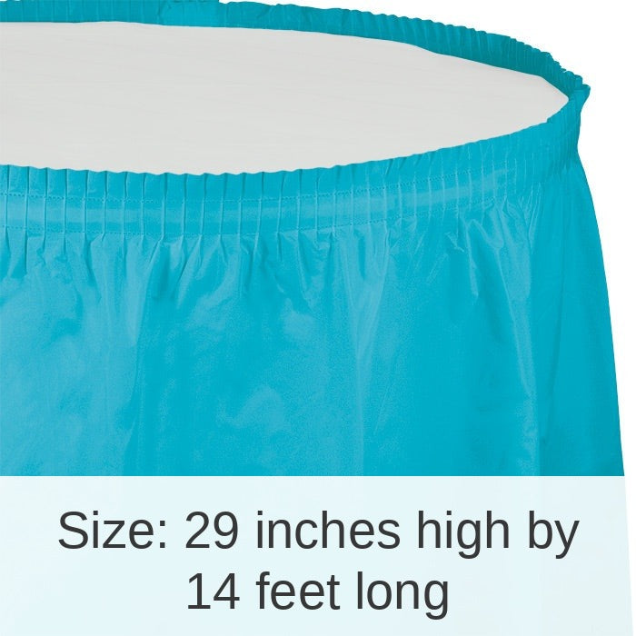 6/Case Bulk Bermuda Blue Plastic Tableskirt 29 inch x 14 ft
