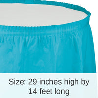 6/Case Bulk Bermuda Blue Plastic Tableskirt 29 inch x 14 ft