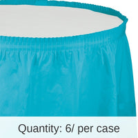 6/Case Bulk Bermuda Blue Plastic Tableskirt 29 inch x 14 ft