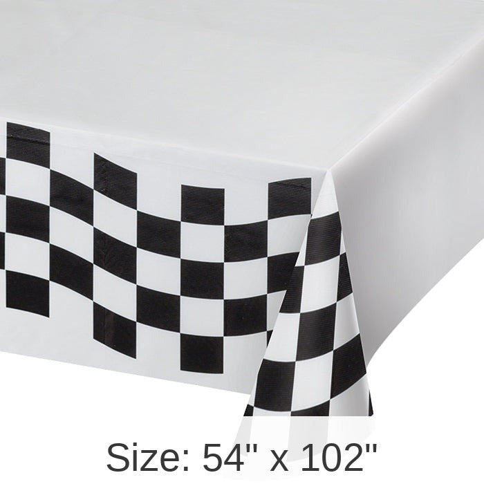 12/Case Bulk Black and White Check Paper Table Covers