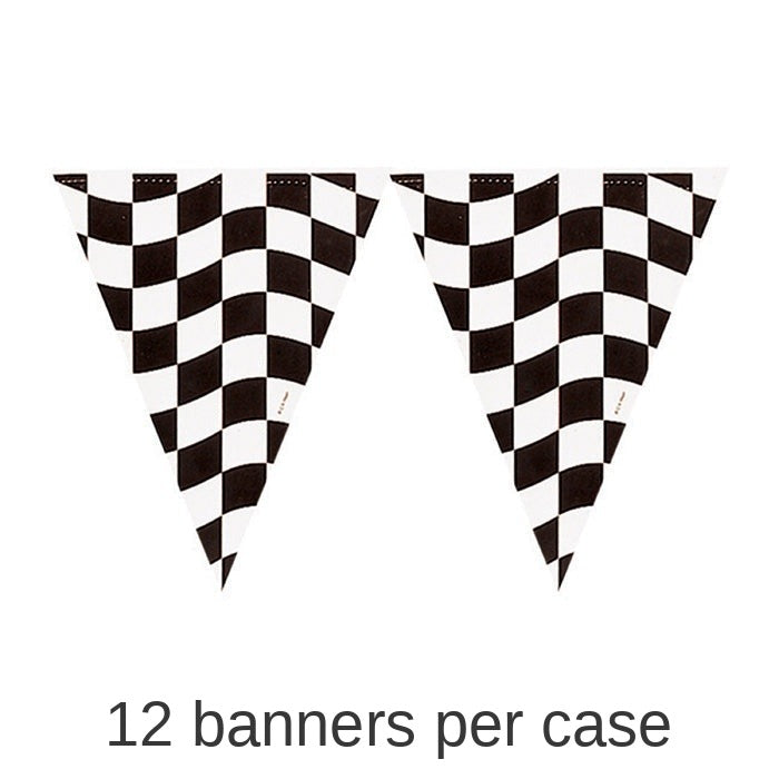 12/Case Bulk Black and White Check Banners