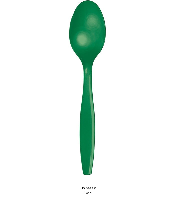 288/Case Bulk Emerald Green Plastic Spoons