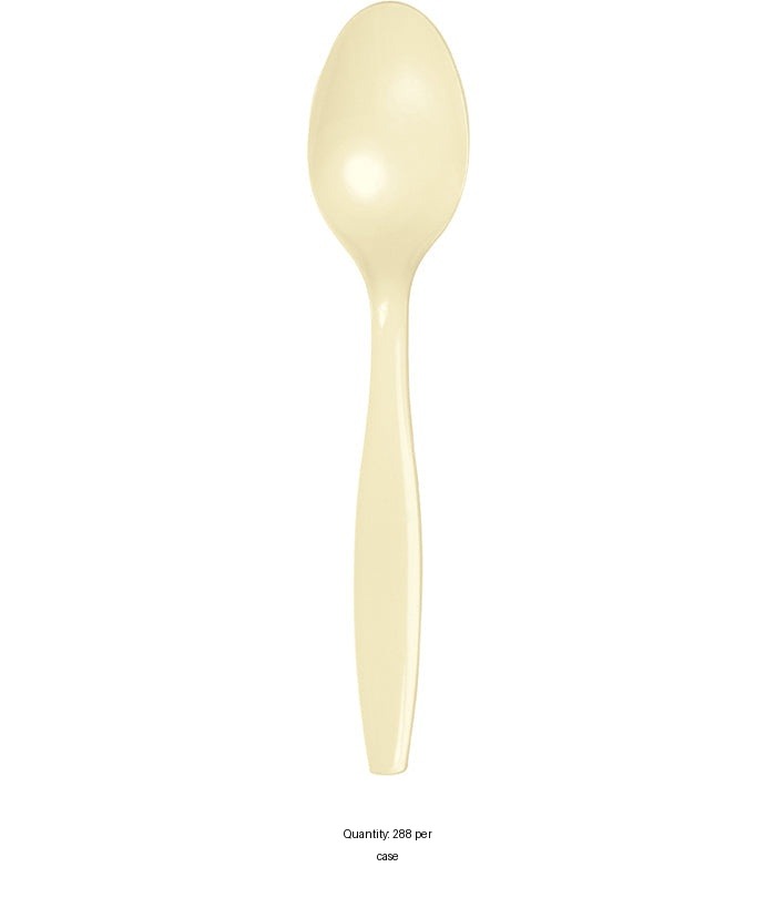 288/Case Bulk Ivory Plastic Spoons