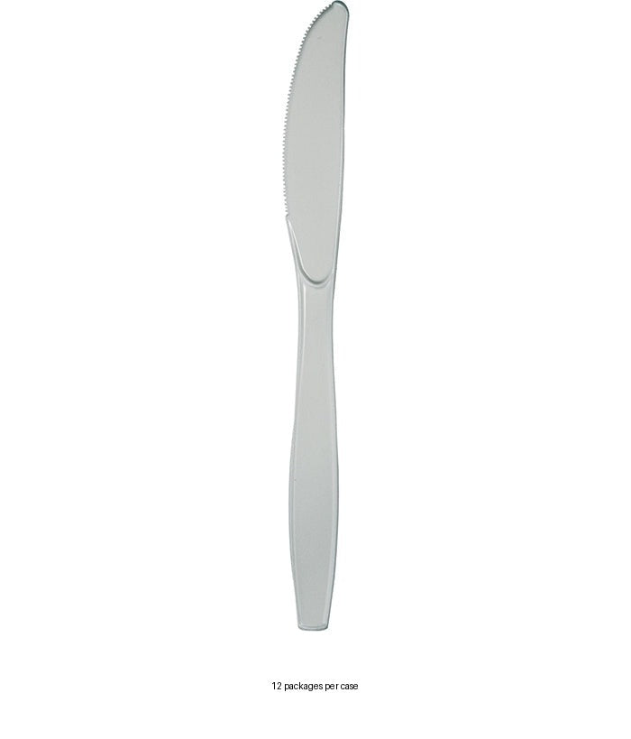 288/Case Bulk Shimmering Silver Plastic Knives