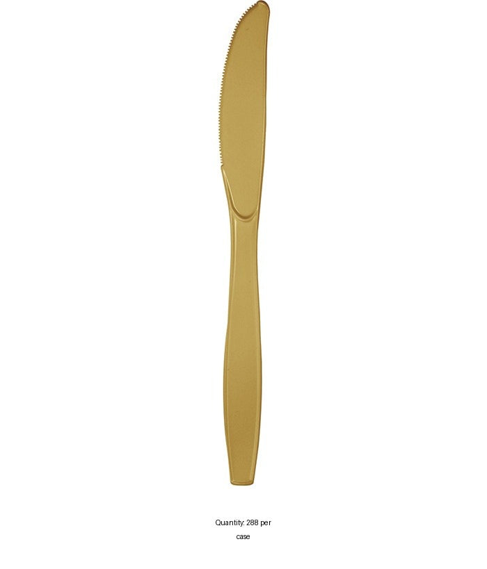 288/Case Bulk Glittering Gold Plastic Knives