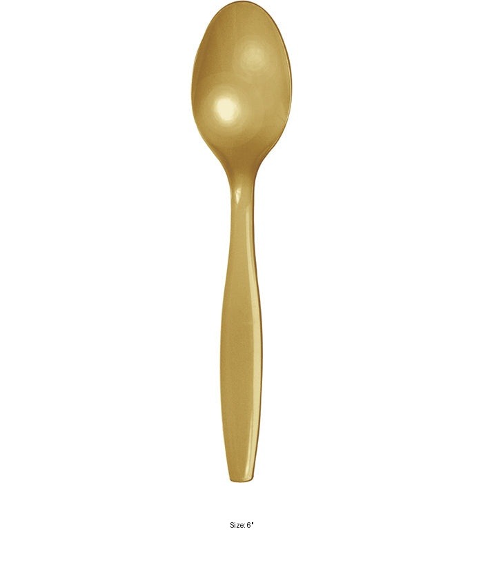 288/Case Bulk Glittering Gold Plastic Spoons