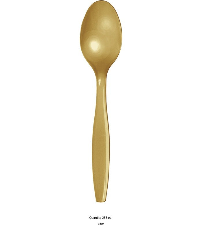 288/Case Bulk Glittering Gold Plastic Spoons