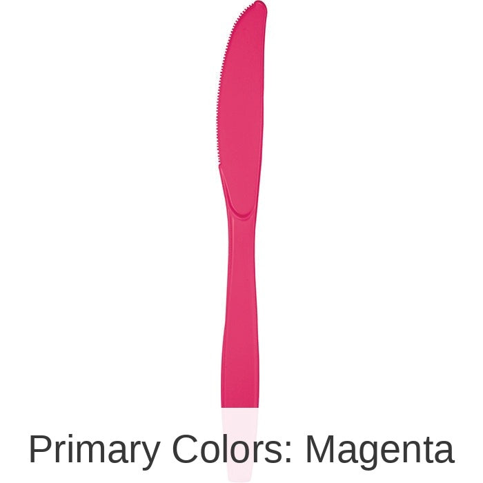 288/Case Bulk Hot Magenta Plastic Knives