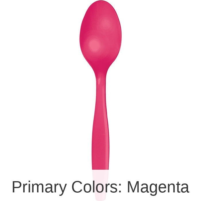 288/Case Bulk Hot Magenta Plastic Spoons