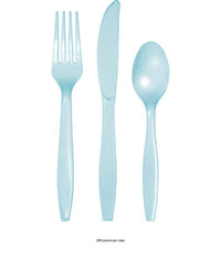 288/Case Bulk Pastel Blue Assorted Plastic Cutlery