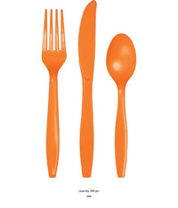 288/Case Bulk Sunkissed Orange Assorted Plastic Cutlery