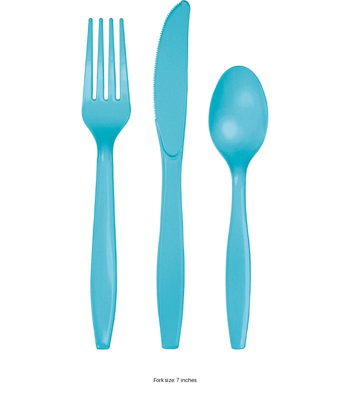 288/Case Bulk Bermuda Blue Assorted Plastic Cutlery
